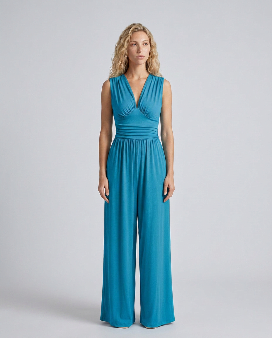 Women's Jumpsuit Sleeveless with Halter Neck and Wide-Leg - 19
