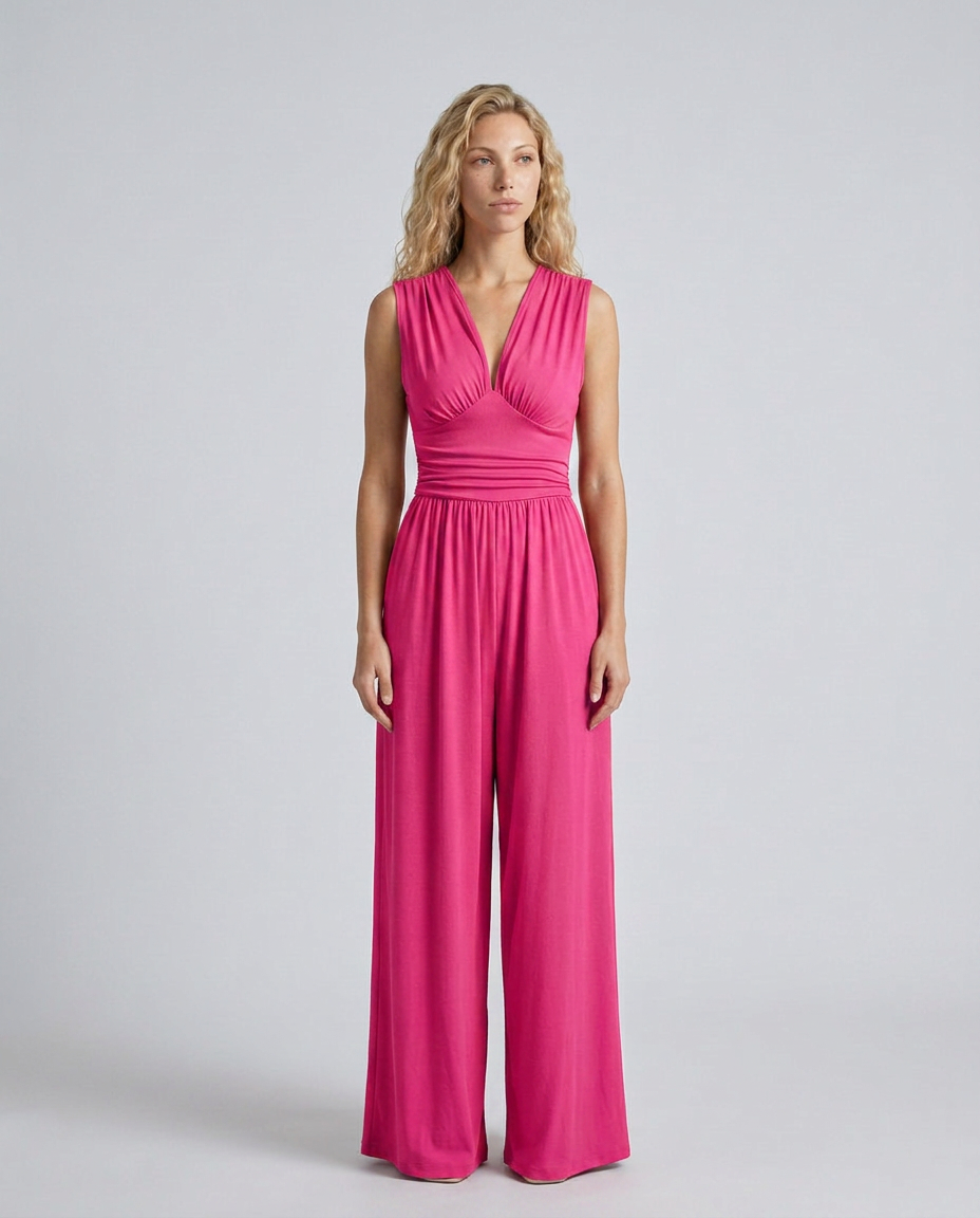 Women's Jumpsuit Sleeveless with Halter Neck and Wide-Leg - 16