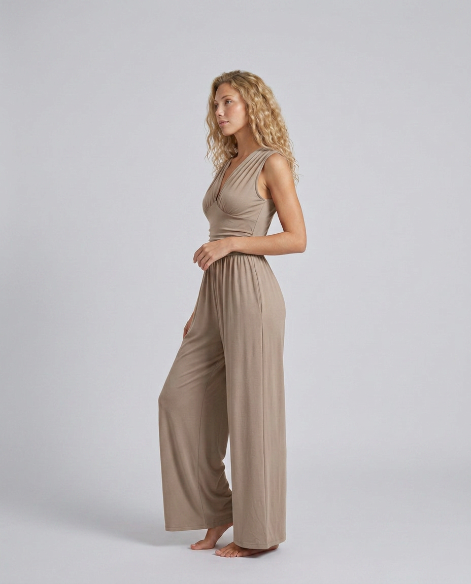 Women's Jumpsuit Sleeveless with Halter Neck and Wide-Leg - 15