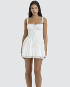 Women's Corset Mini Dress with Lace-Up Back and Square Neckline - 6