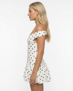 Women's Off-Shoulder Mini Dress with Puff Skirt and Sweetheart Neckline - 10