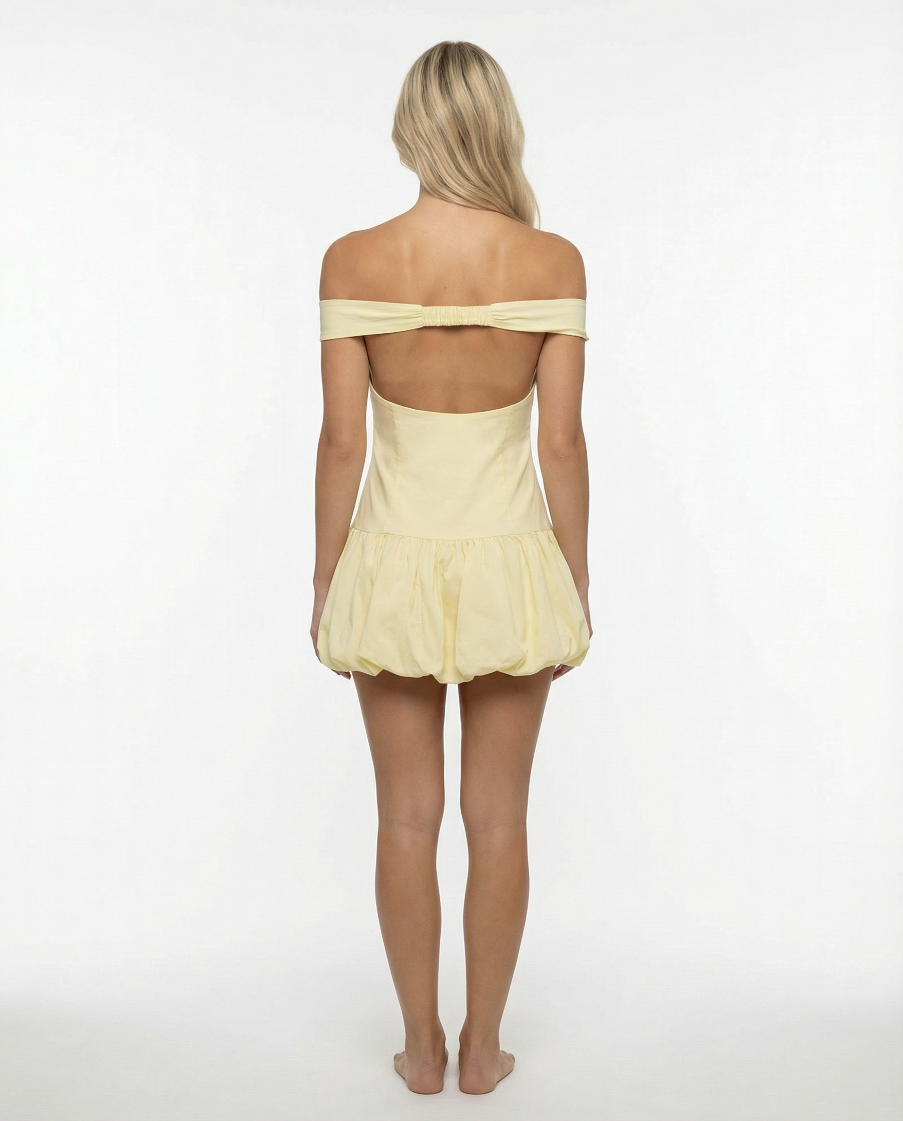 Women's Off-Shoulder Mini Dress with Puff Skirt and Sweetheart Neckline - 3