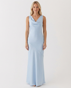 Women's Maxi Dress Sleeveless with Cowl Neck and Open Back - 7