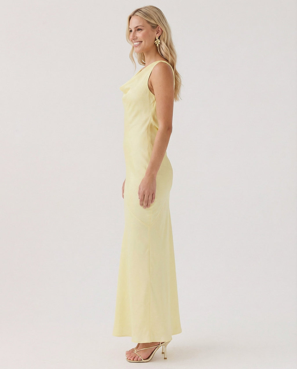 Women's Maxi Dress Sleeveless with Cowl Neck and Open Back - 13