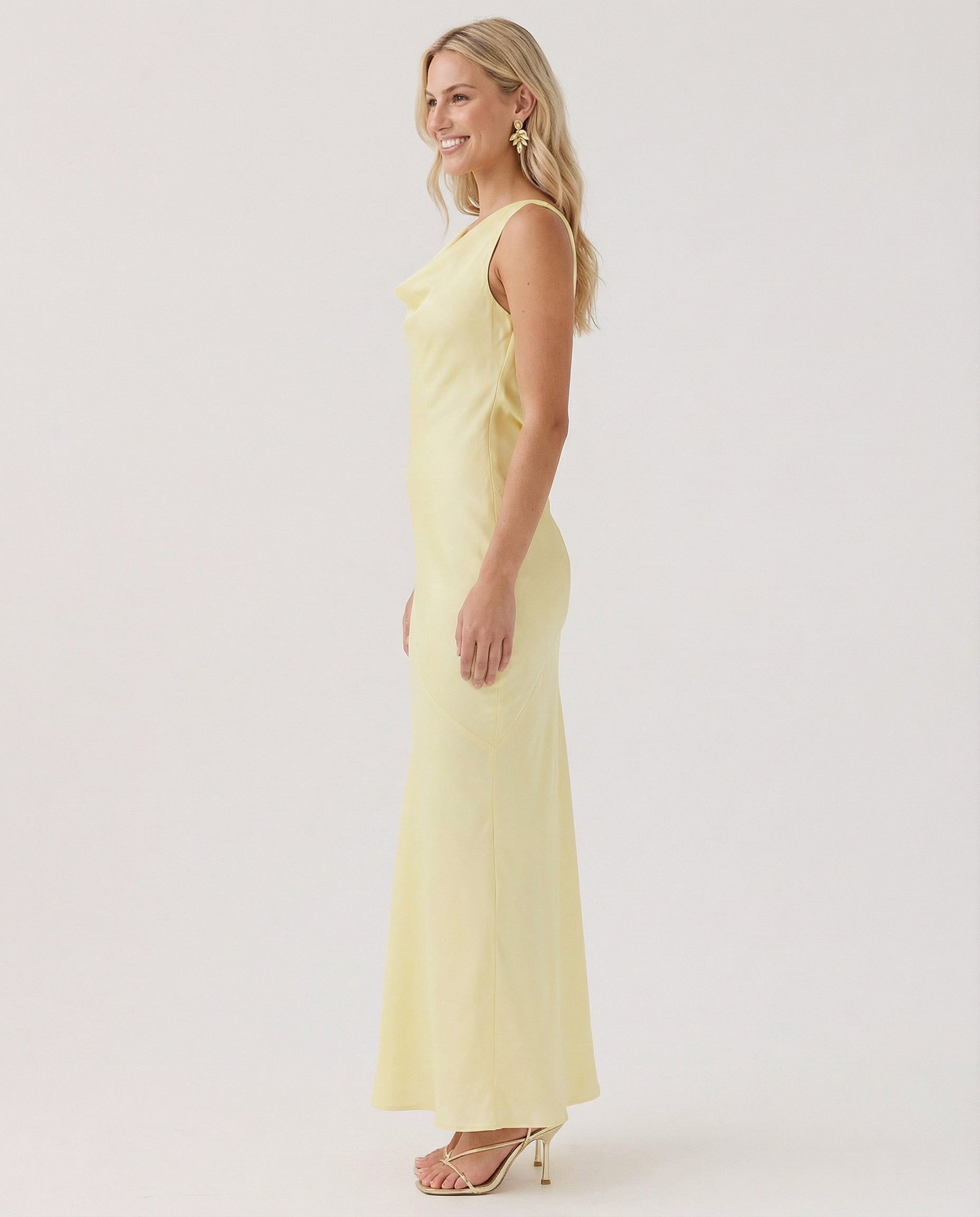 Women's Maxi Dress Sleeveless with Cowl Neck and Open Back - 13