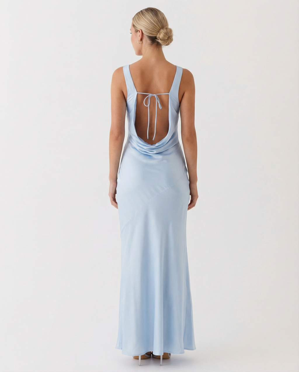 Women's Maxi Dress Sleeveless with Cowl Neck and Open Back - 8
