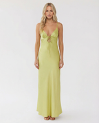 Women's Maxi Dress Cowl Neck Open Back Sleeveless - Sage Green