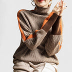 Women's Jumper High Collar with Contrast Stripe - 3