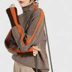 Women's Jumper High Collar with Contrast Stripe - 2