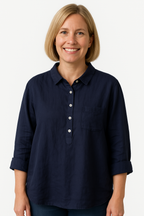 Women's Blouse with Collar and Chest Pocket