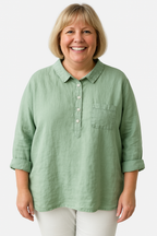 Women's Blouse with Collar and Chest Pocket - 4