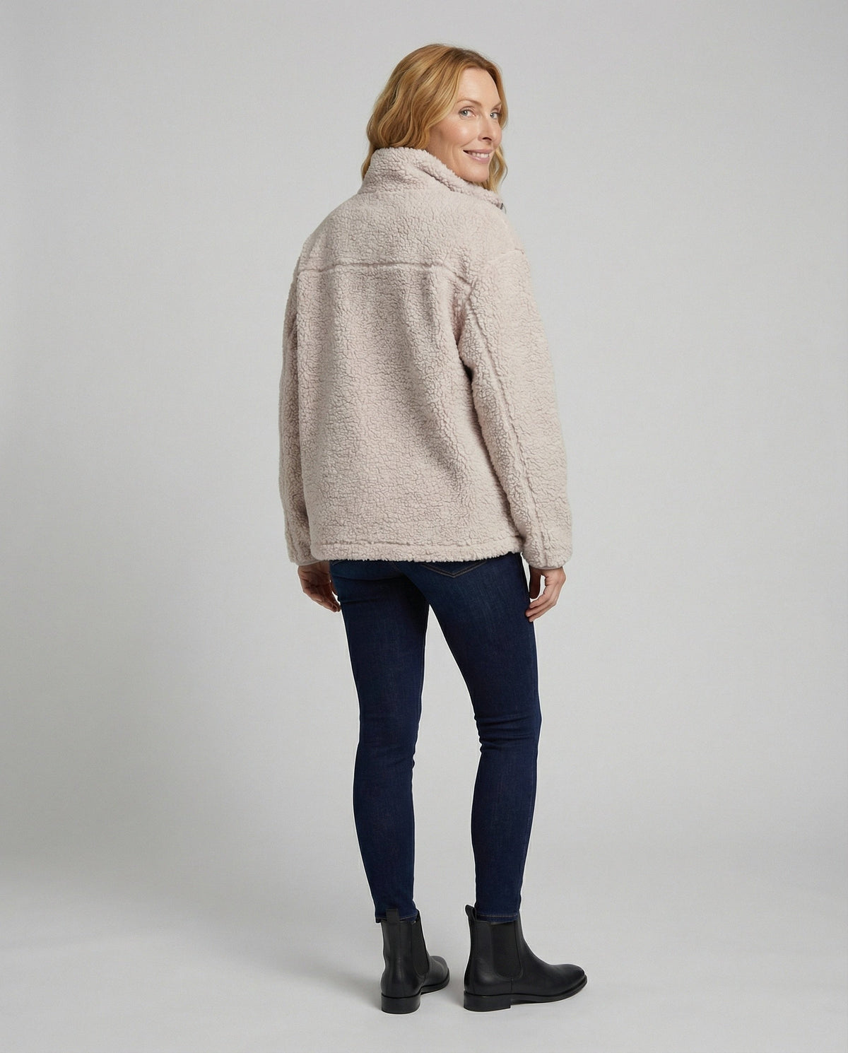 Women's Teddy Zip-Up Jacket with High Collar Regular Fit - 12