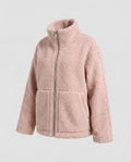 Women's Teddy Zip-Up Jacket with High Collar Regular Fit - Pink