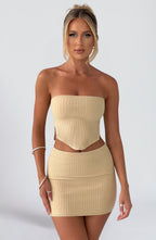 Women's Ribbed Bodycon Mini Dress Strapless with Sleek Fitted Silhouette - 2