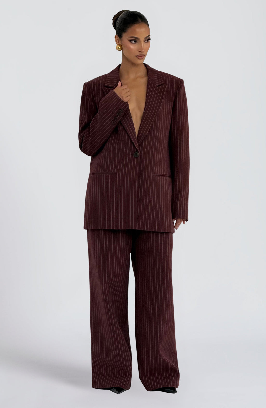 Women's Wide-Leg Tailored Trousers with High Waist - 3