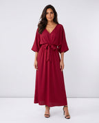 Women's Maxi Dress with Open Back and Tie-Back V-Neck - 8