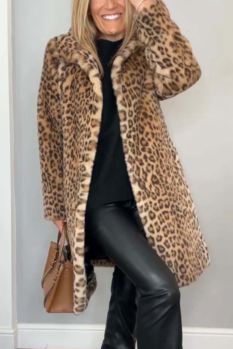 Rosa | Leopard Winter Coat - Khaki
