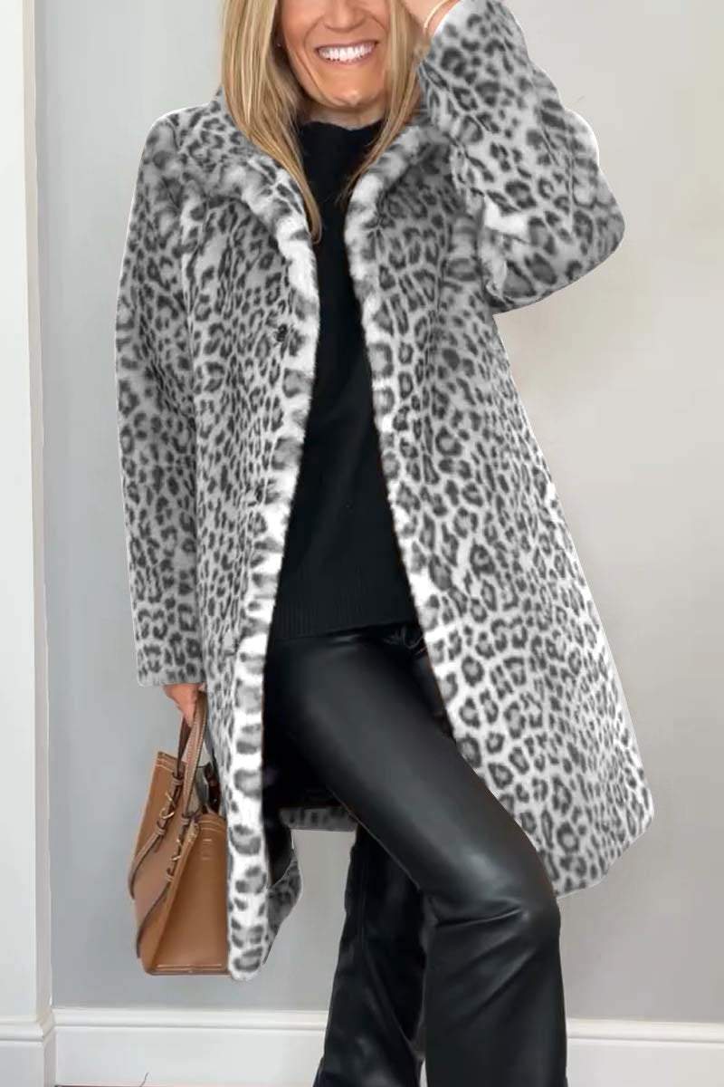 Rosa | Leopard Winter Coat - White