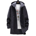 Women's Longline Zip Hoodie with Adjustable Hood - Dark Grey