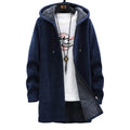 Women's Longline Zip Hoodie with Adjustable Hood - Blue