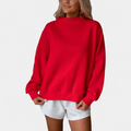 Women's Cosy Ribbed Turtleneck Pullover - Red
