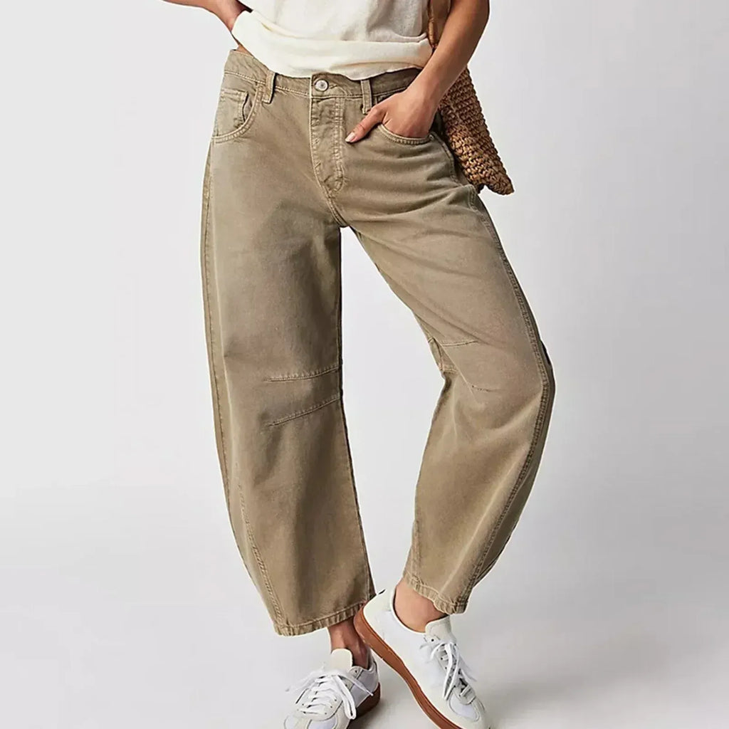 Women's High Waist Barrel Leg Jeans with Relaxed Tapered Fit - 13