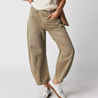 Women's High Waist Barrel Leg Jeans with Relaxed Tapered Fit - 13
