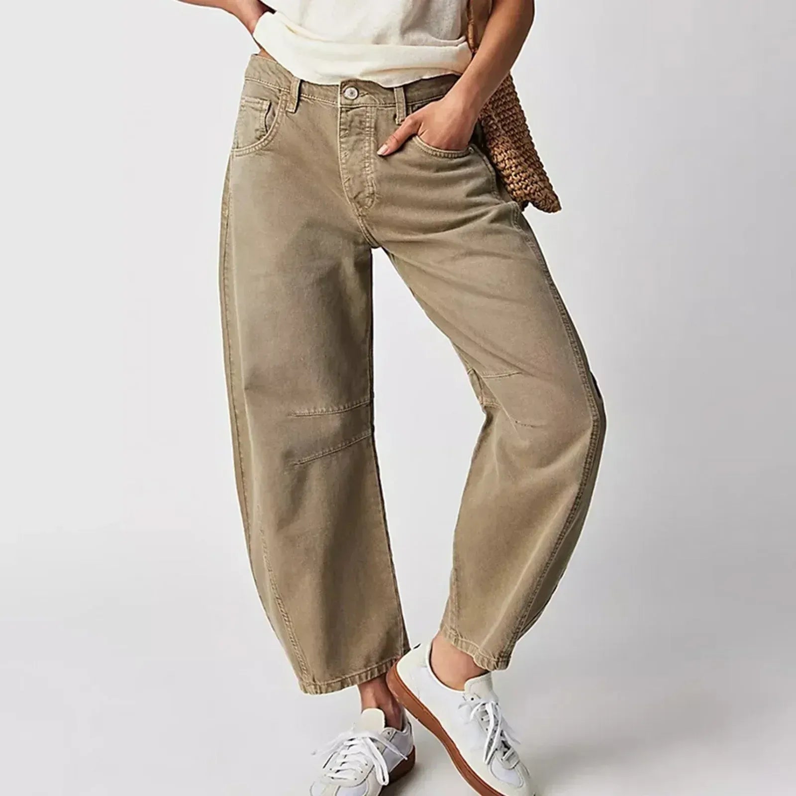 Women's High Waist Barrel Leg Jeans with Relaxed Tapered Fit - 13