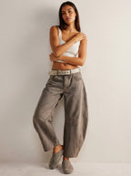 Women's High Waist Barrel Leg Jeans with Relaxed Tapered Fit - 15