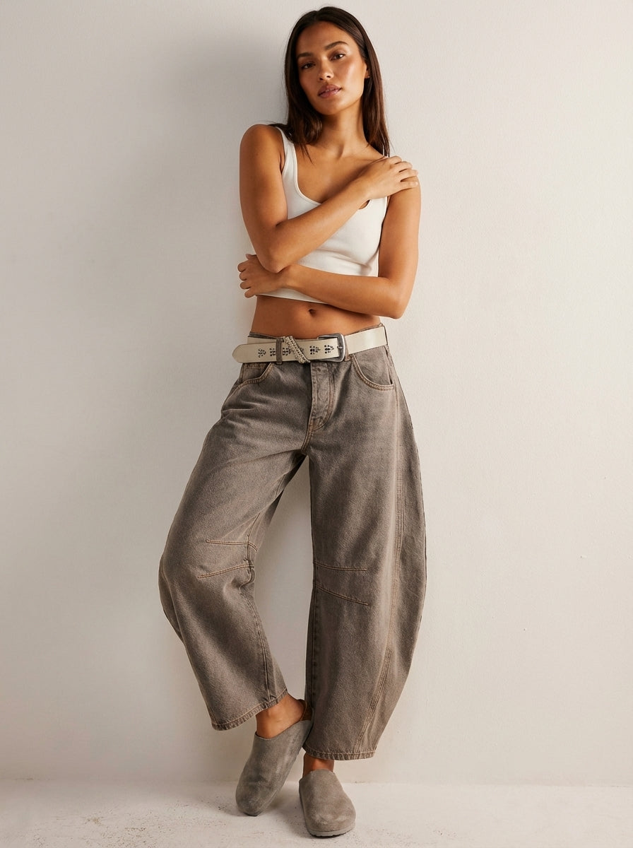 Women's High Waist Barrel Leg Jeans with Relaxed Tapered Fit - 15