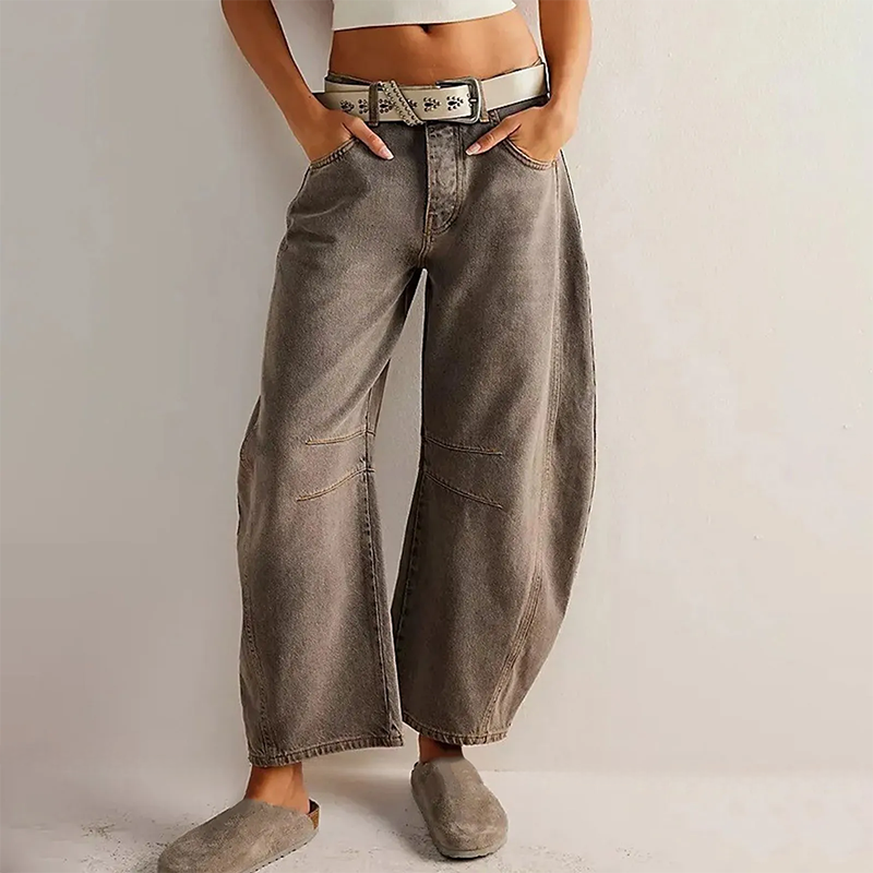 Women's High Waist Barrel Leg Jeans with Relaxed Tapered Fit - 17