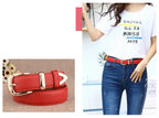 Leather Belt with Gold-Tone Buckle and Textured Finish - 7