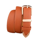 Leather Belt with Gold-Tone Buckle and Textured Finish - 10