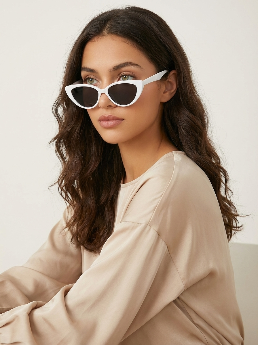 Women's Cat Eye Sunglasses with Retro Vintage Frame - 8