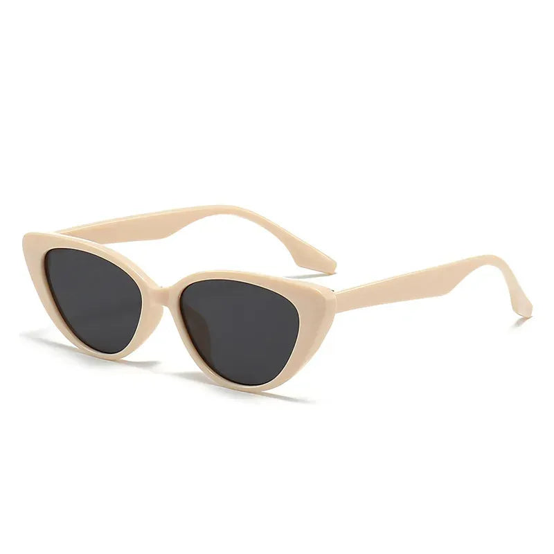 Women's Cat Eye Sunglasses with Retro Vintage Frame - Beige