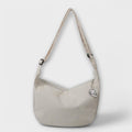 Women's Shoulder Bag with Ribbed Texture and Curved Silhouette - Beige
