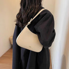 Women's Shoulder Bag with Adjustable Strap and Curved Silhouette - 9