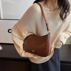 Women's Shoulder Bag with Adjustable Strap and Curved Silhouette - 7