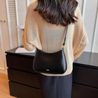 Women's Shoulder Bag with Adjustable Strap and Curved Silhouette - 8
