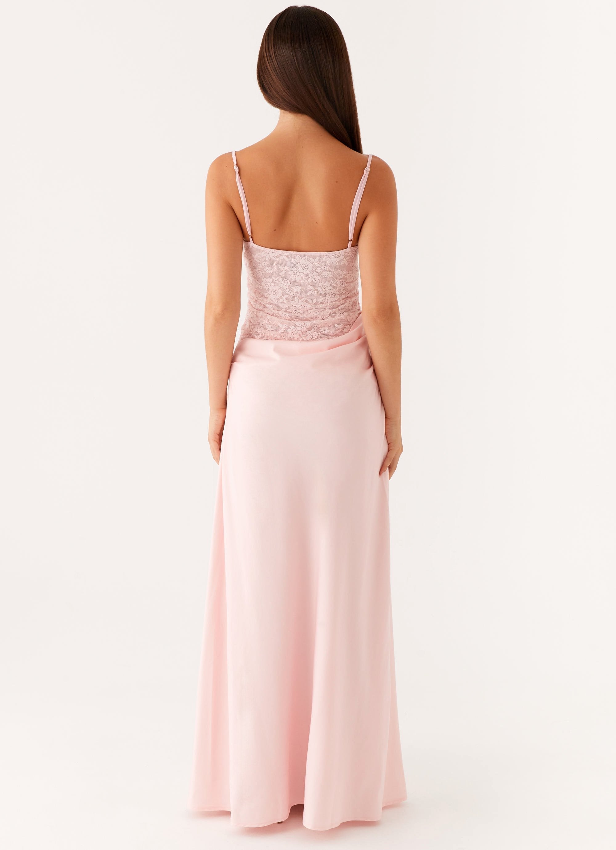 Women's Maxi Dress with Lace Corset Bodice and Sweetheart Neckline - 4