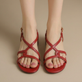 Roselle | Elegant Knotted Criss-Cross Slingback Sandals - Brick Red