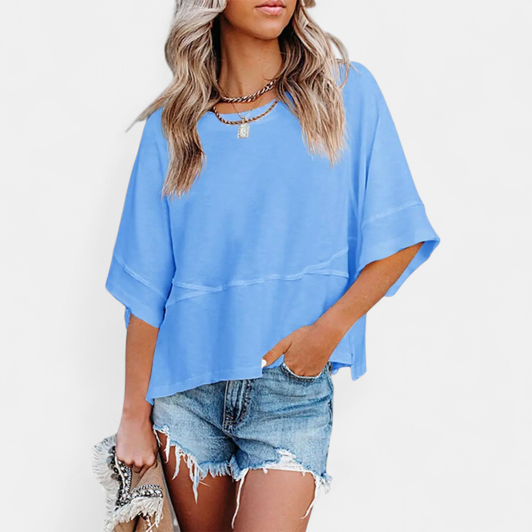 Women's Casual Batwing Sleeve Blouse - Royal Blue