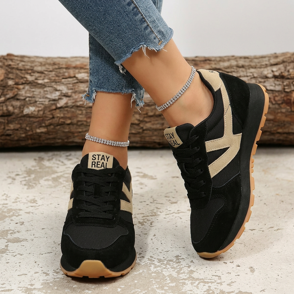 Rylena | Orthopaedic Comfort Trainers - Black - Beige