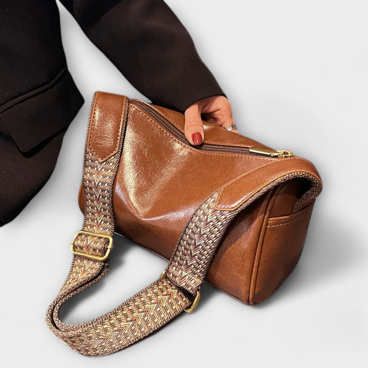 Women's Crossbody Bag with Woven Adjustable Strap
