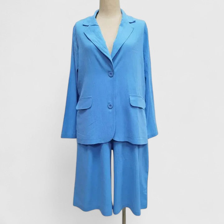 Women's Blazer and Shorts Two-Piece Set with High-Waisted Fit - 7