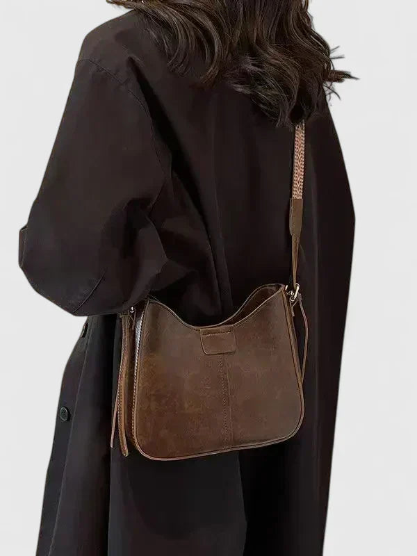 Women's Shoulder Bag with Curved Silhouette and Adjustable Strap - 7