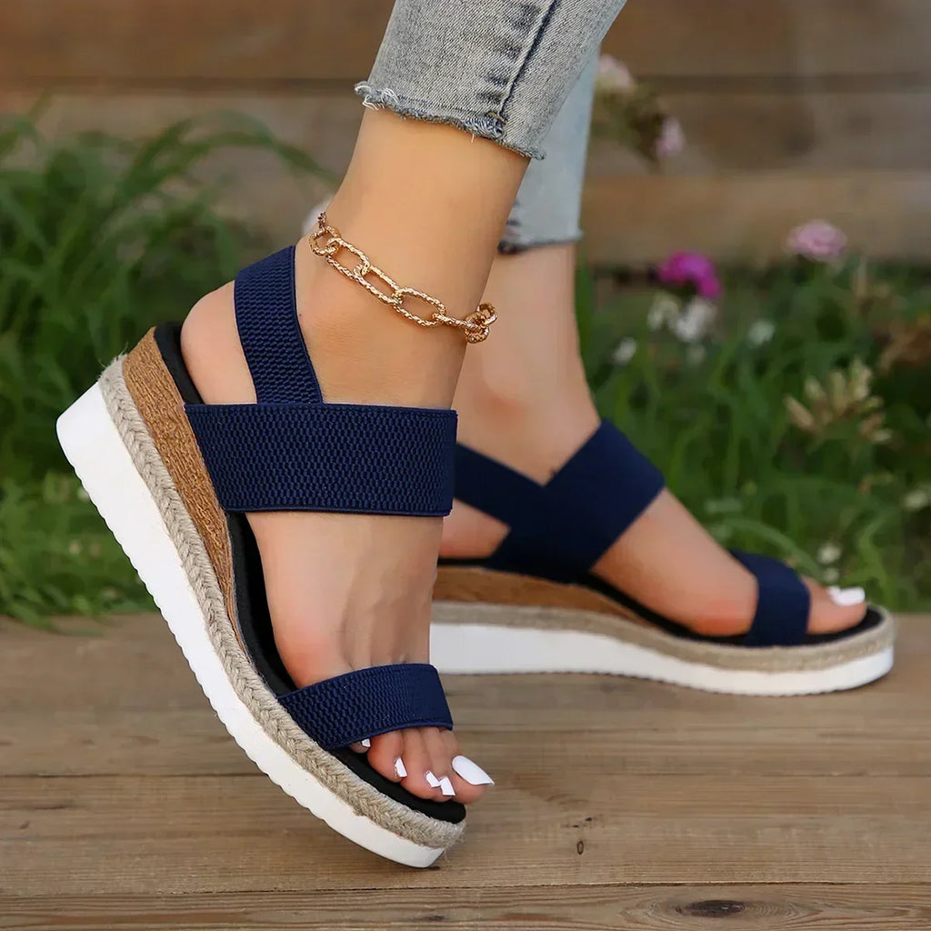 Women's Espadrille Flatform Sandals with Double Strap - 8