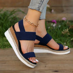 Women's Espadrille Flatform Sandals with Double Strap - 8