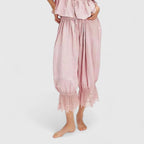 Women's Trousers with Lace Trim and Relaxed Fit