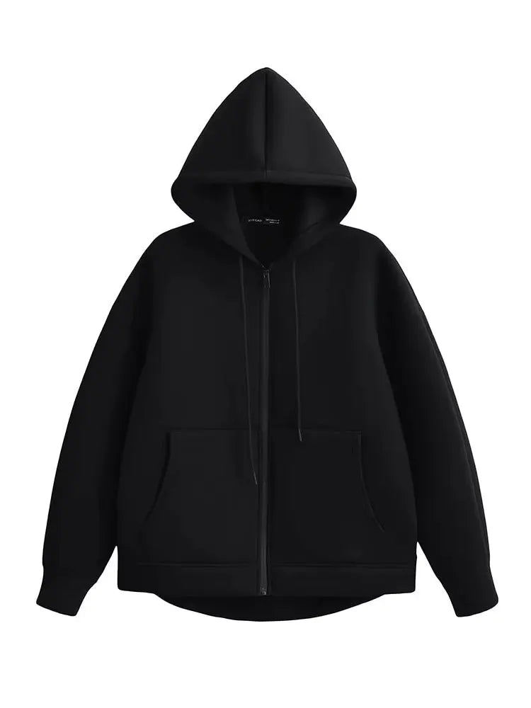Women's Hooded Zip Jacket with Relaxed Fit and Drop Shoulders - 6